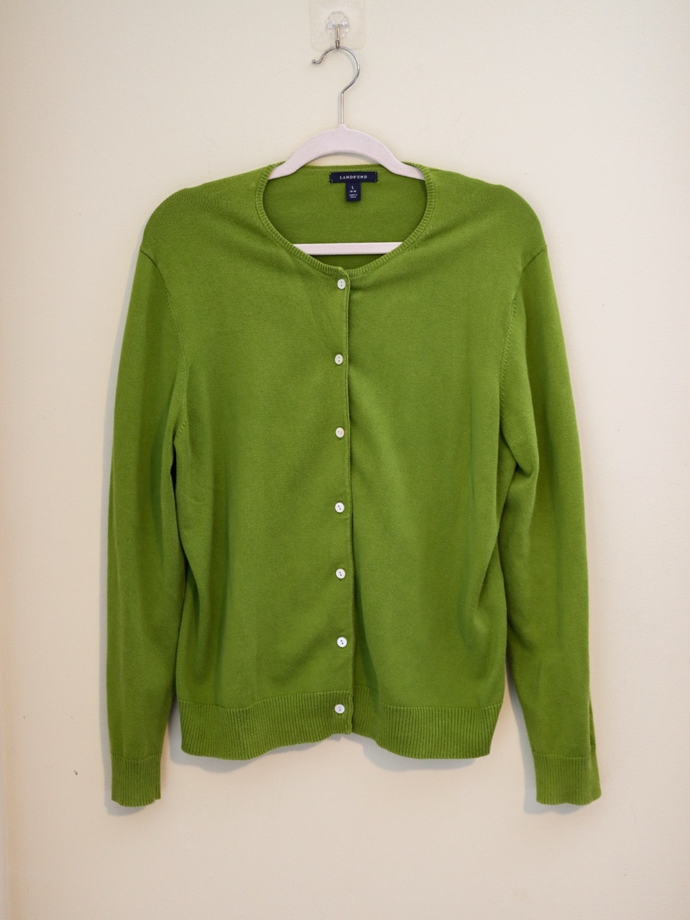 Lands' End Lime Green Button-Front Cardigan